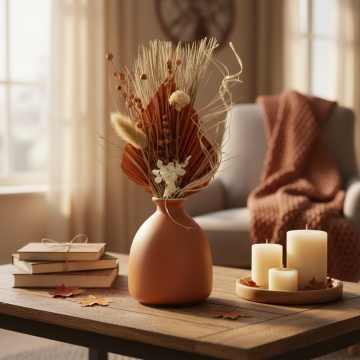 Aranjament floral decorativ Orange Mood pentru living birou sau spatiu comercial