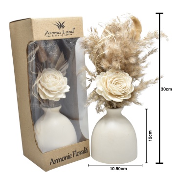 aranjament floral White Glow H30cm in cutie cadou eleganta pentru casa