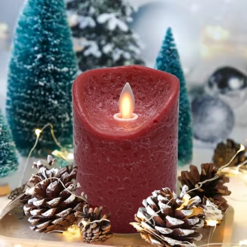 Lumânare Ceară Red Wax Led, efect flacără reală, D7.5x10cm - Img 2