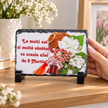 Placă ardezie decorativă - „La mulți ani! 8 Martie”, 14×9 cm - Img 4