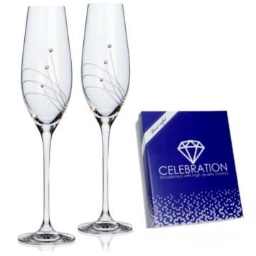 Set 2 Pahare Sampanie Miri, Sticla, Decor swarovski, 210 ml - Img 5