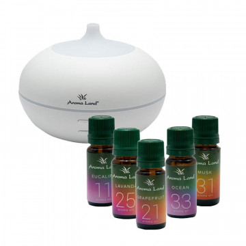Set aromaterapie Family Confort, Aroma Land, Difuzor + 5 uleiuri