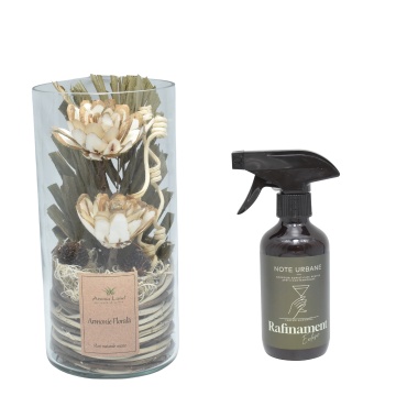 Aranjament floral Natur cilindru + cadou spray ambiental Rafinament Exclusiv din gama Note Urbane