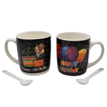 Cana ceramica Happy Birthday 200 ml cu lingurita 