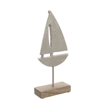 Decorațiune Nautica, Barca cu Panze, Metal și Lemn, 15x3x31