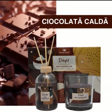 Delight - Set Reed Diffuser & lumânare parfumată, Ciocolata Calda, Aroma Land - Img 6