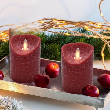 Lumânare Ceară Red Wax Led, efect flacără reală, D7.5x10cm - Img 3
