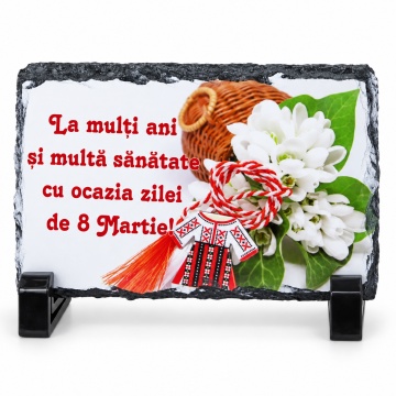 Placă ardezie decorativă - „La mulți ani! 8 Martie”, 14×9 cm