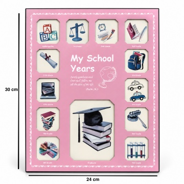 Ramă foto decorativă „My School Years” - Roz, 30x25 cm - Img 7
