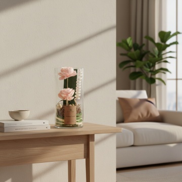 Aranjament floral Pink cilindru sticla decor interior elegant
