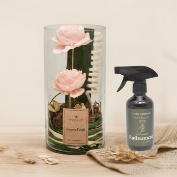 Aranjament floral Pink cilindru + CADOU, Parfum ambiental, 200 ml, Aroma Land - Img 2