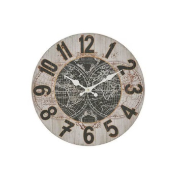 Ceas Perete din Lemn Wooden Black D34x4 cm