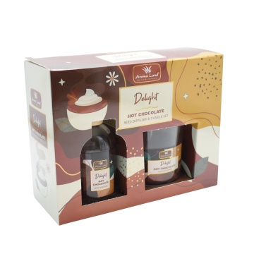 Delight - Set Reed Diffuser & lumânare parfumată, Ciocolata Calda, Aroma Land - Img 1