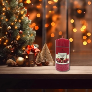 lumanare decorativa cilindru mare aroma festiva mar si scortisoara