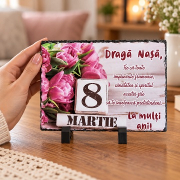 Placă ardezie decorativă - „Dragă Nașă …”, 8 Martie, 19×14 cm - Img 5