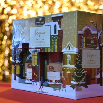 Rejoice - Set Reed Diffuser & lumânare parfumată cu aroma de Turtă Dulce, Aroma Land