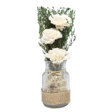 Aranjament floral Natur in vas sticla, Aroma Land, H20cm