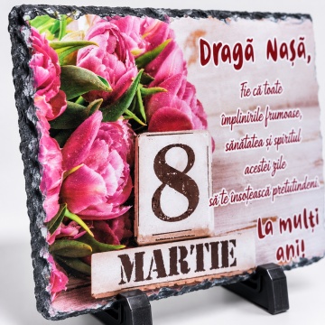 Placă ardezie decorativă - „Dragă Nașă …”, 8 Martie, 19×14 cm - Img 2