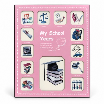 Ramă foto decorativă „My School Years” - Roz, 30x25 cm