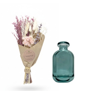 set cadou aranjament floral Mini Bouquet Pink cu vaza decorativă Gri Deschis