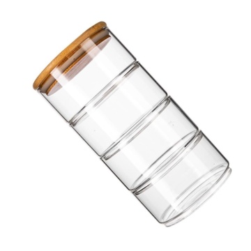 Set de 4 Recipiente de Sticla, capac Bambus, 21.50 x 11 cm - Img 3