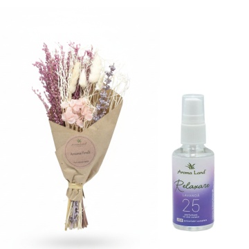 Aranjament floral Mini Bouquet Pink + spray cadou Lavanda