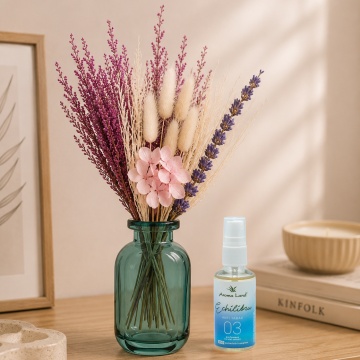 set Mini Bouquet Pink, vază decorativă la alegere și spray de cameră Anti Tabac