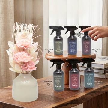 Aranjament floral 3 flori Pink - Trandafir + CADOU, Parfum ambiental, 200 ml, Aroma Land - Img 2
