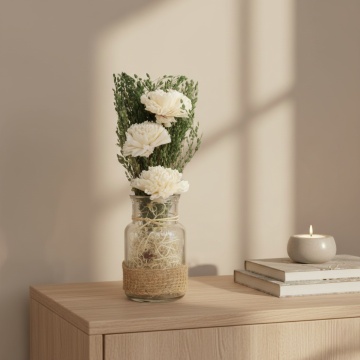 flori decorative din lemn de Sola in vas de sticla