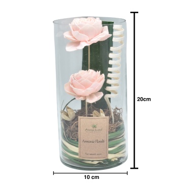 Aranjament floral Pink in cilindru de sticla stil modern H20cm