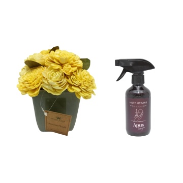 Aranjament floral Sunshine Bliss + cadou spray ambiental Apus Parizian din gama Note Urbane