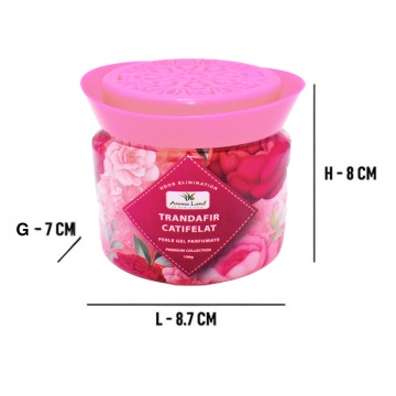 dimensiuni odorizant perle gel Trandafir Catifelat, Aroma Land, 198g
