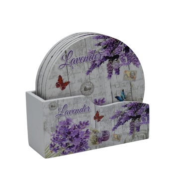 Set 6 Suporturi Pahar Lavander, MDF, 11.50x10.50 cm