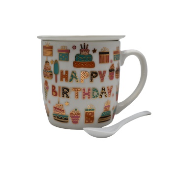 Cana Happy Birthday cu imprimeu torturi prajituri si culori vesele