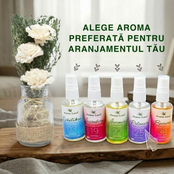 Aranjament floral Natur în vas de sticlă + spray cadou la alegere