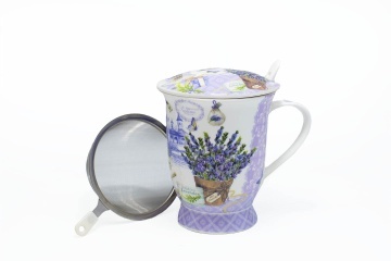 Cana cu Sita Metal Lavender, Portelan, 300 ml