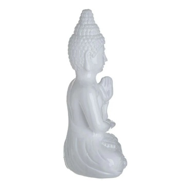 Decoratiune Buddha din ceramica, pentru casa si birou, 20 cm, alba - Img 2