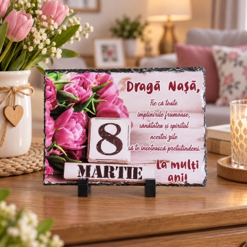 Placă ardezie decorativă - „Dragă Nașă …”, 8 Martie, 19×14 cm - Img 6