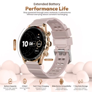 Ceas smartwatch barbati Wingereich premium, aliaj de lux, inteligent, fitness, sport, functii smart, rezistent apa, ritm cardiac, numarat pasi, notificari, wireless, apelare Bluetooth, microfon HD, monitorizare somn, 2 bratari incluse, auriu - Img 5