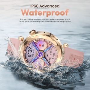 Ceas smartwatch dama Wingereich® premium, aliaj de lux, inteligent, Amoled, fitness, sport, functii smart, rezistent apa, ritm cardiac, numarat pasi, notificari, wireless, apelare Bluetooth, microfon HD, monitorizare somn, 2 bratari incluse, auriu - Img 5