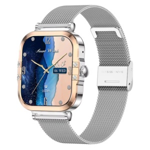 Ceas smartwatch dama Wingereich premium, aliaj de lux, inteligent, Amoled, fitness, sport, functii smart, rezistent apa, ritm cardiac, numarat pasi, notificari, wireless, apelare Bluetooth, microfon HD, monitorizare somn, argintiu - Img 3