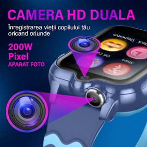 Smartwatch copii Wingereich™ 4G, Whatsapp, GPS, camera dubla, albastru, D-015 - Img 5