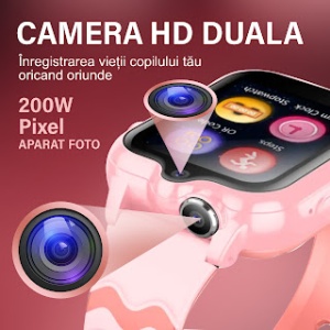 Smartwatch copii Wingereich™ 4G, Whatsapp, GPS, camera dubla, roz, D-016 - Img 5