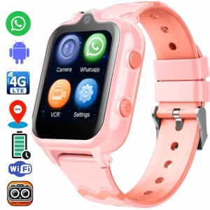 Smartwatch copii Wingereich™ 4G, Whatsapp, GPS, camera dubla, roz, D-016