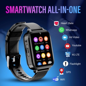 Ceas smartwatch copii GPS 4G, Whatsapp, Youtube, camera HD, Wingereich ™, localizare GPS, telefon, apel video HD, WIFI, bluetooth, apa IP67, Android, IOS, SOS, monitorizare spion, negru - Img 2