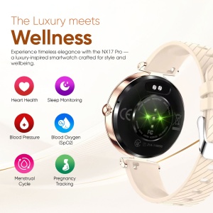 Ceas smartwatch dama, Wingereich, aliaj de lux, inteligent, Amoled, fitness, sport, functii smart, rezistent apa, ritm cardiac, numarat pasi, notificari, wireless, apelare Bluetooth, microfon HD, monitorizare somn, 2 bratari incluse, auriu - Img 3