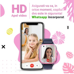 Smartwatch pentru copii Wingereich™ cu GPS, 4G si Whatsapp, culoare roz, D-009 - Img 2
