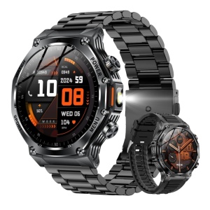 Ceas smartwatch barbati premium Wingereich, aliaj metalic, ecran 1.8 inci HD rezolutie 390x390, apeluri Bluetooth 5.2, baterie 800 mAh, monitorizare ritm cardiac si SpO2, peste 100 de moduri sport, lanterna, numarat pasi, monitorizare somn, negru - Img 7