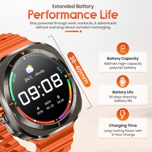 Ceas smartwatch barbati, Wingereich, aliaj, inteligent, Amoled, fitness, sport, functii smart, rezistent apa, ritm cardiac, numarat pasi, notificari, wireless, Bluetooth, microfon HD, monitorizare somn, 2 bratari incluse, negru - Img 7