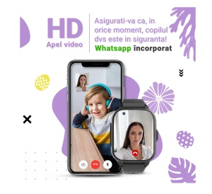 Smartwatch pentru copii Wingereich™ cu GPS, 4G si Whatsapp, negru, D-017 - Img 5